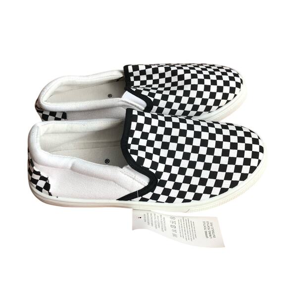 Josiny Shoes - Josini Slip-on Vans Inspired Canvas Sneakers Black White Women’s Size 7 NWT